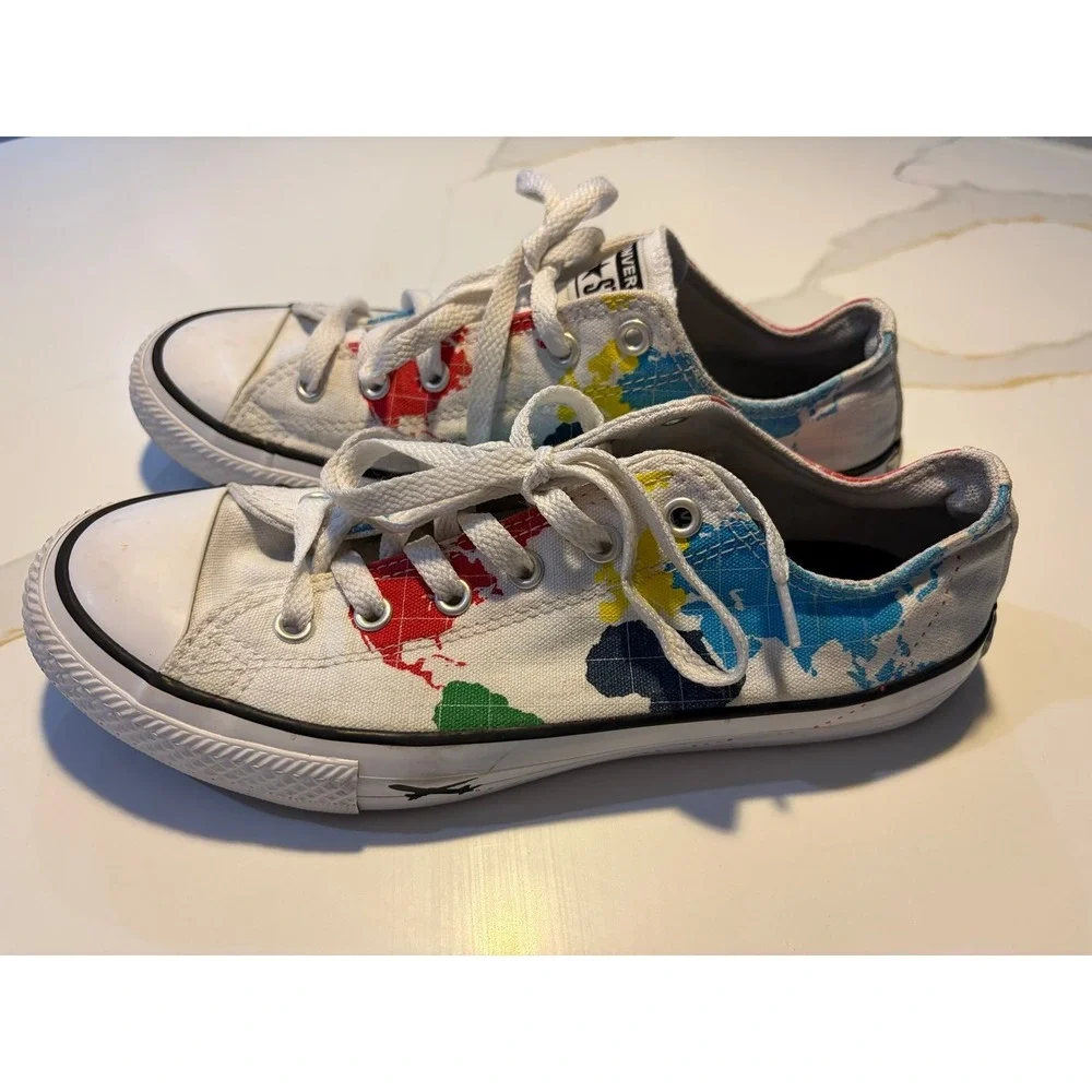 Converse Chuck Taylor All Star Low Top Paint Splatter Canvas Sneakers Youth Size